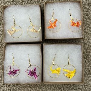 Shiny origami dragon earrings